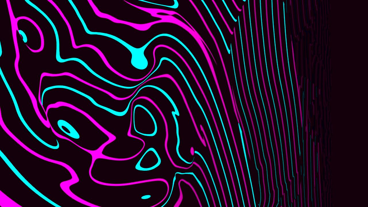 Wallpaper waves, lines, glowing, winding, abstraction