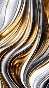 Preview wallpaper waves, metallic, curves, gold, white