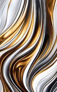 Preview wallpaper waves, metallic, curves, gold, white