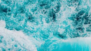 Preview wallpaper waves, ocean, aerial view, surf, foam, water