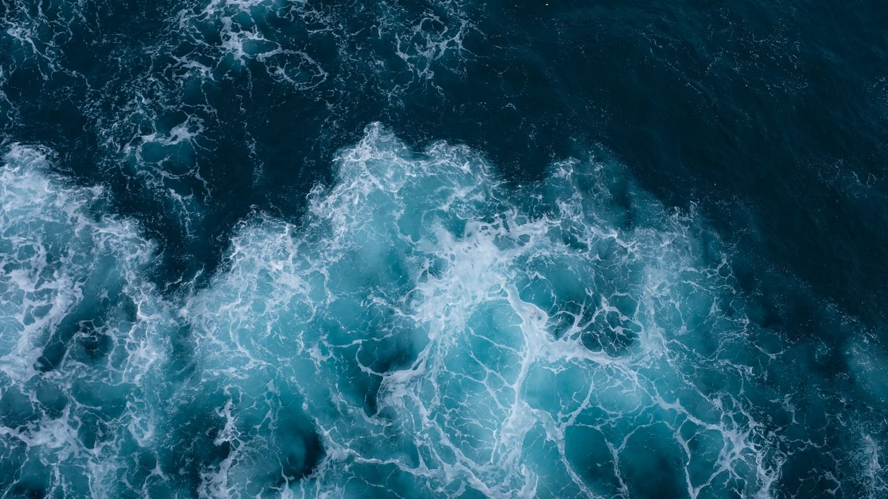 Wallpaper waves, ocean, aerial view, water
