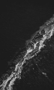 Preview wallpaper waves, ocean, bw, aerial view, water