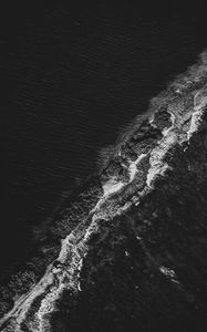 Preview wallpaper waves, ocean, bw, aerial view, water