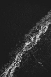 Preview wallpaper waves, ocean, bw, aerial view, water