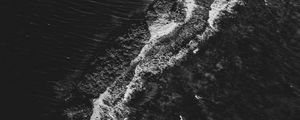 Preview wallpaper waves, ocean, bw, aerial view, water
