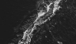 Preview wallpaper waves, ocean, bw, aerial view, water