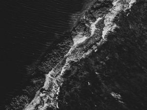 Preview wallpaper waves, ocean, bw, aerial view, water