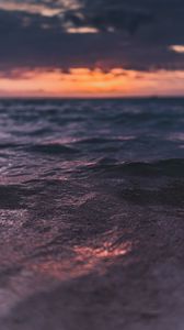 Preview wallpaper waves, ripples, sea, water, sunset