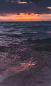 Preview wallpaper waves, ripples, sea, water, sunset