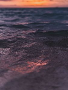 Preview wallpaper waves, ripples, sea, water, sunset