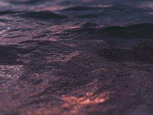 Preview wallpaper waves, ripples, sea, water, sunset