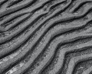 Preview wallpaper waves, sand, surface, gray, bw