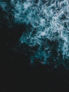 Preview wallpaper waves, sea, aerial view, water, surface, dark