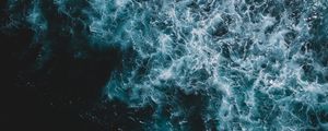 Preview wallpaper waves, sea, aerial view, water, surface, dark
