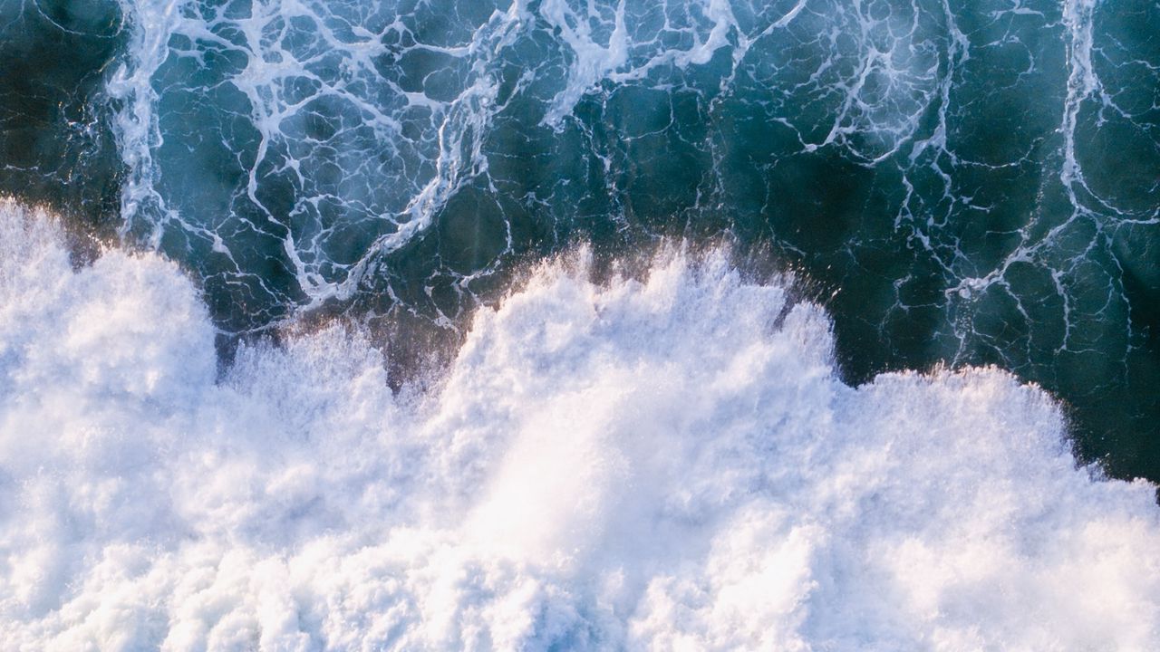 Wallpaper waves, sea, aerial view, water, splash