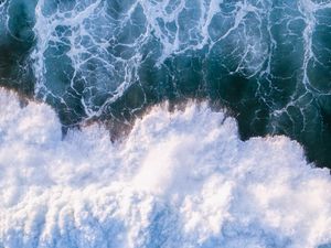 Preview wallpaper waves, sea, aerial view, water, splash