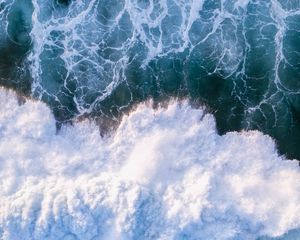 Preview wallpaper waves, sea, aerial view, water, splash