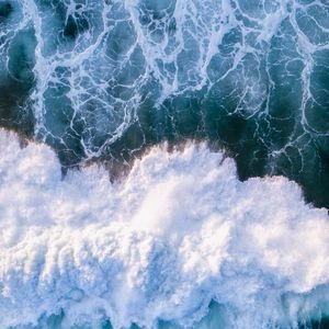 Preview wallpaper waves, sea, aerial view, water, splash