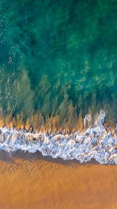 Preview wallpaper waves, sea, beach, aerial view