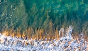 Preview wallpaper waves, sea, beach, aerial view