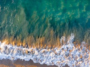 Preview wallpaper waves, sea, beach, aerial view