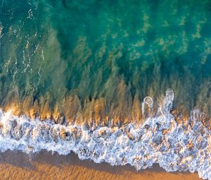 Preview wallpaper waves, sea, beach, aerial view