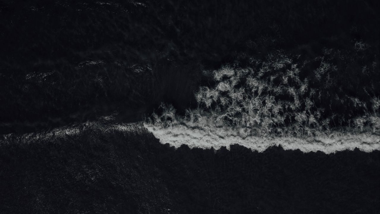 Wallpaper waves, sea, bw, aerial view