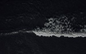 Preview wallpaper waves, sea, bw, aerial view