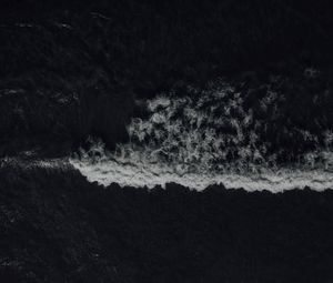 Preview wallpaper waves, sea, bw, aerial view