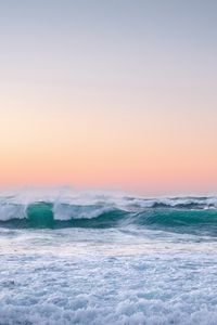 Preview wallpaper waves, sea, horizon, foam, sunset