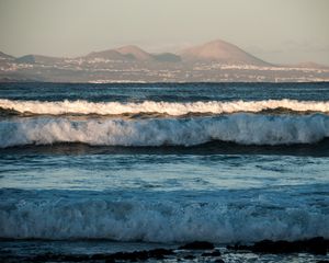 Preview wallpaper waves, sea, mountains, landscape