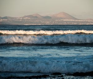 Preview wallpaper waves, sea, mountains, landscape