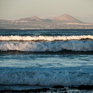 Preview wallpaper waves, sea, mountains, landscape