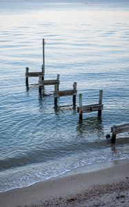 Preview wallpaper waves, sea, pilings, coast