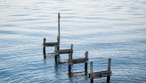 Preview wallpaper waves, sea, pilings, coast