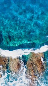 Preview wallpaper waves, sea, spray, aerial view