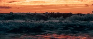 Preview wallpaper waves, sea, sunset, dusk, landscape