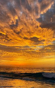 Preview wallpaper waves, sea, sunset, horizon, water