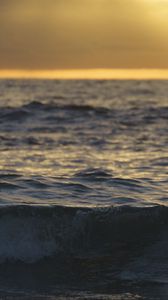 Preview wallpaper waves, sea, sunset, evening