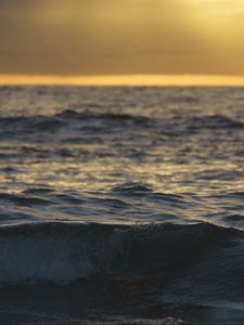 Preview wallpaper waves, sea, sunset, evening