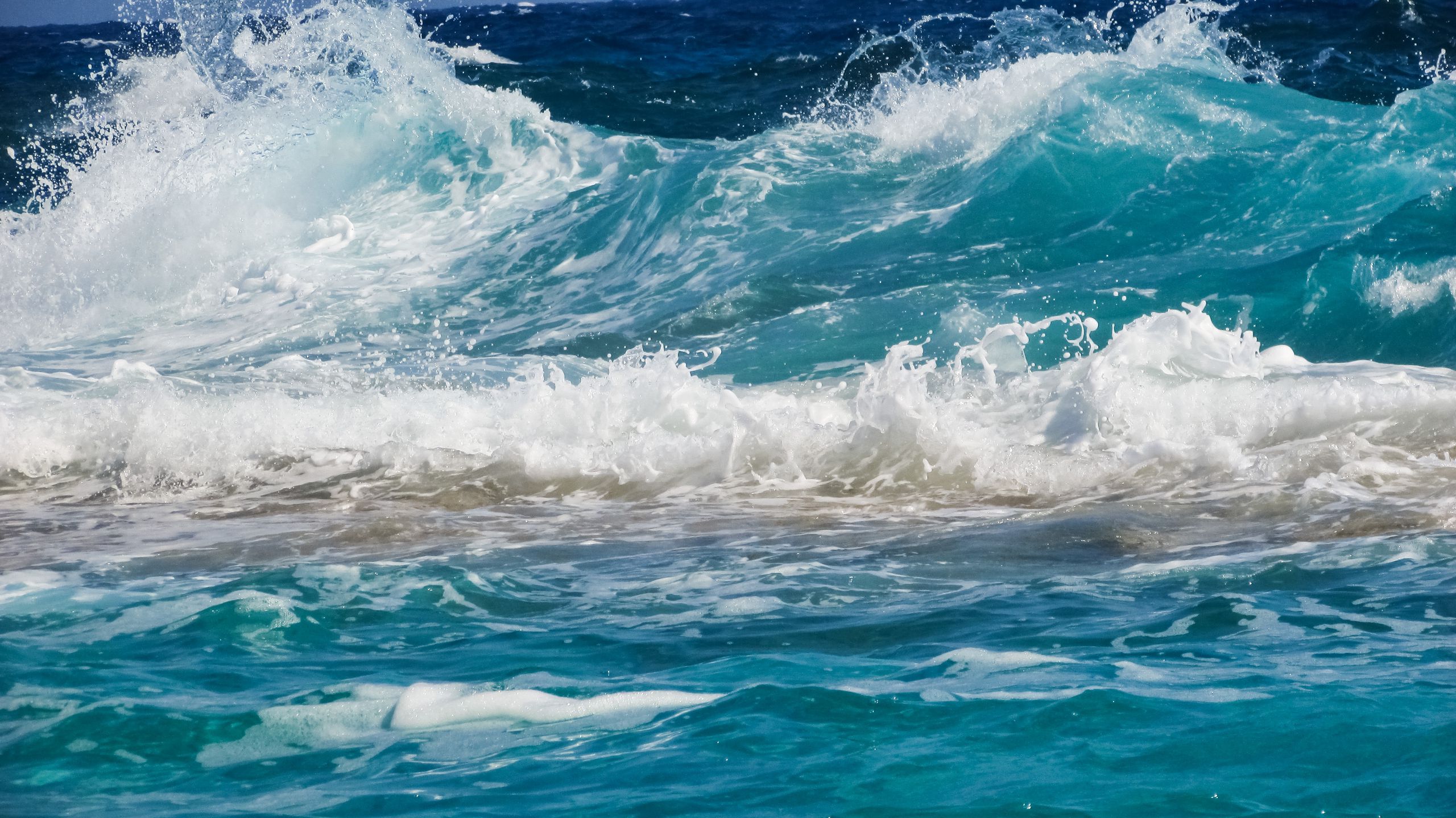 Download wallpaper 2560x1440 waves, sea, surf, foam widescreen 16:9 hd ...