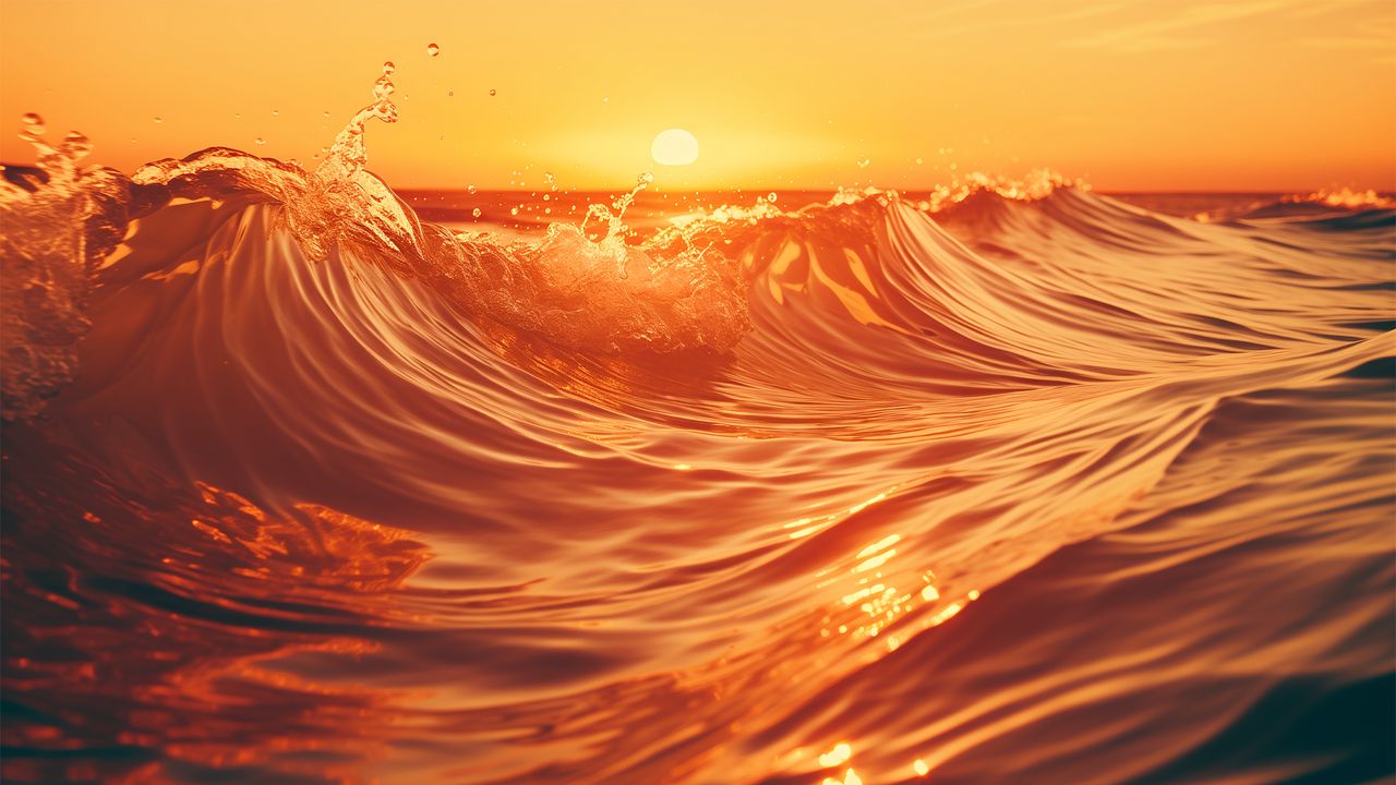 Wallpaper waves, sea, water, sunset, nature