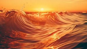 Preview wallpaper waves, sea, water, sunset, nature