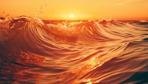 Preview wallpaper waves, sea, water, sunset, nature