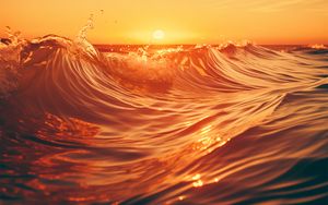 Preview wallpaper waves, sea, water, sunset, nature