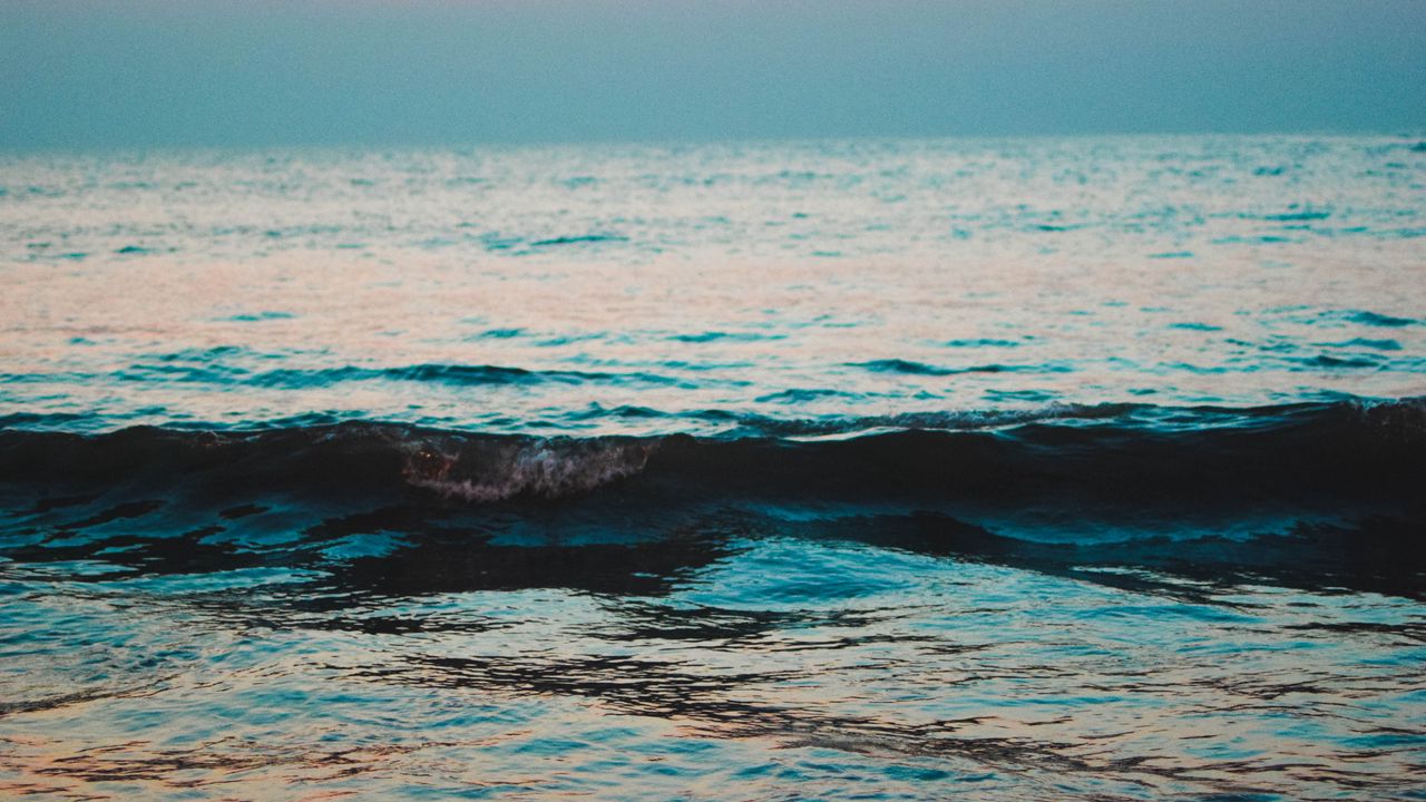 Wallpaper waves, sea, water, dusk, ripples