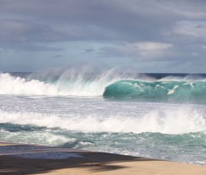 Preview wallpaper waves, splashes, foam, sea, coast