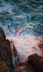 Preview wallpaper waves, spray, rocks, sea, water