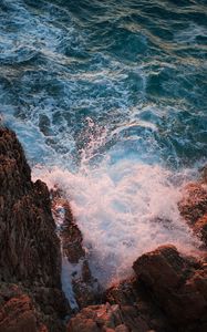Preview wallpaper waves, spray, rocks, sea, water