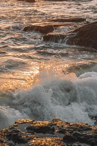 Preview wallpaper waves, spray, rocks, water, ocean